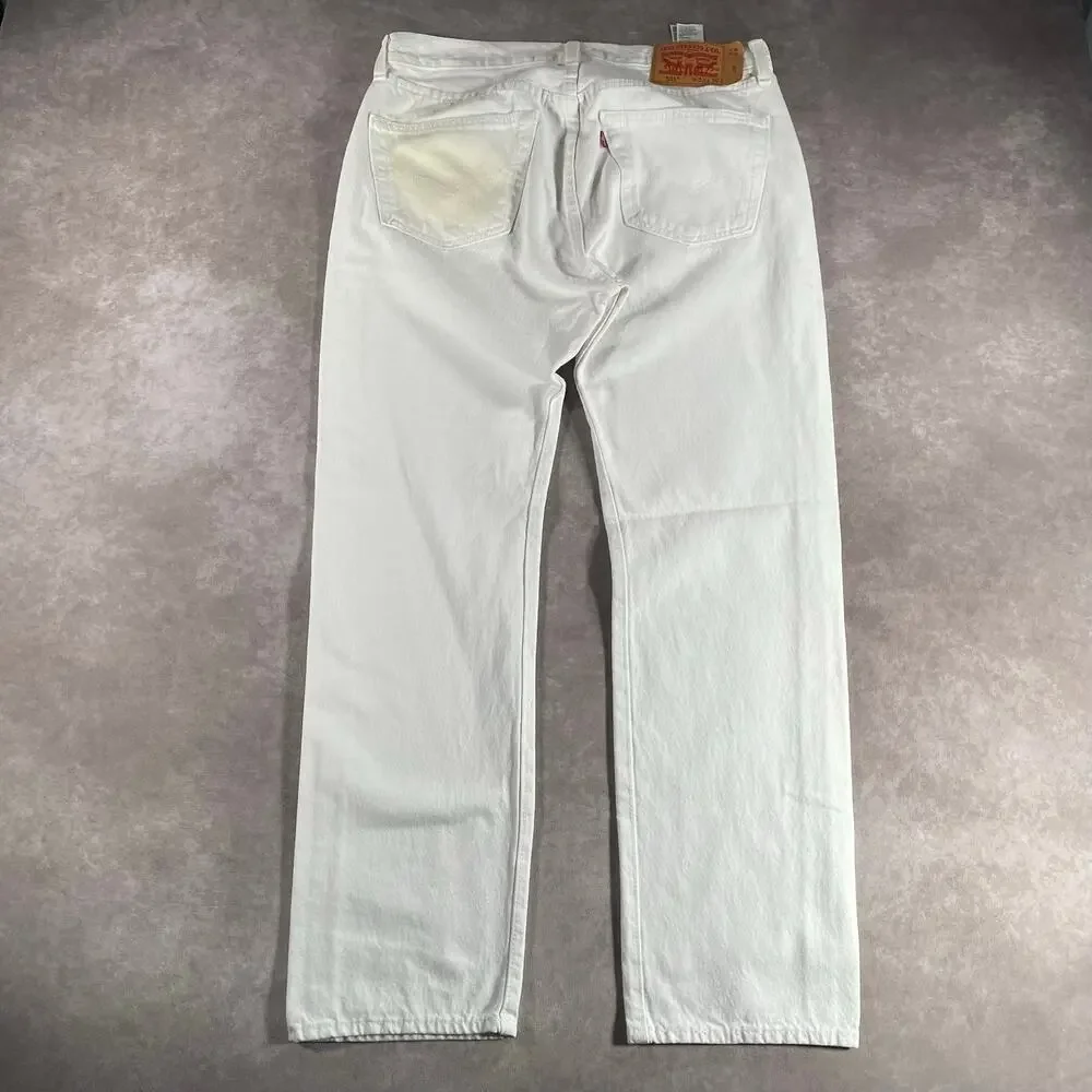 Vintage Levi’s 501 Button Fly White Denim Jeans Casual 33x29